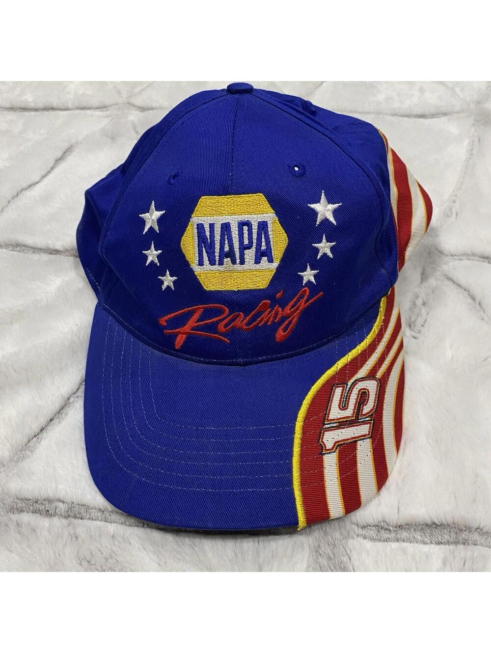 NAPA Racing Blue Adjustable Baseball Cap with Red White Stripes Unisex